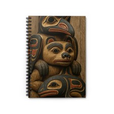 Spiral Notebook Student Journal Indigenous Totem Pole Narrative
