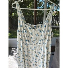 Old Navy XL Fit & Flare Linen-Blend Midi Light Blue Floral Smocked Pockets