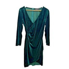 Womans Velvet Green Mini Dress Size L Whimsigoth Bodycon Y2K Forest Fairy v neck