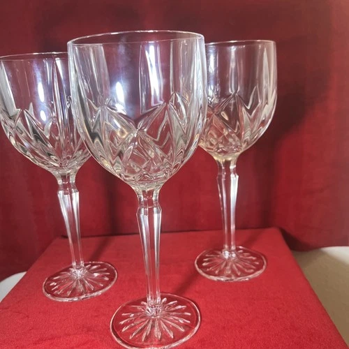 Marquis Waterford Heavy Crystal Goblets Brooksise Set Of 3 Vintage Mint Cond