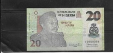 NIGERIA #34f 2010  20 NAIRA VG  CIRC  POLYMER NOTE BANKNOTE MONEY CURRENCY