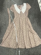 Goddiva City Goddess Beige Spot Dress With Collar Size 12 New With Tags