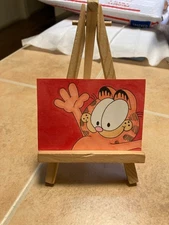 ACEO Original Mixed Media Painting Art Card ATC Cat Garfield 106