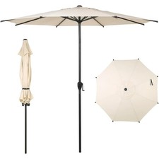 9ft Outdoor Patio Umbrella w/ Push Button Tilt Crank, 8 Ribs, Beige