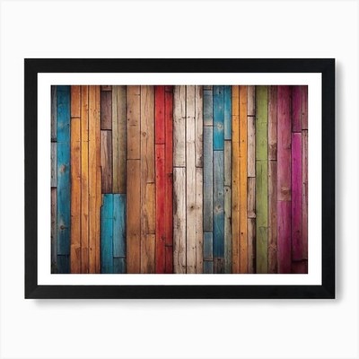 Bunte Holzplanke Textur Hintergrund gerahmtes Wandbild Poster Leinwanddruck Bild
