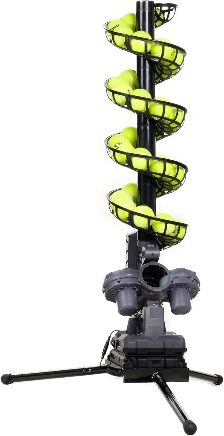 Tennis Ball Machine with Triangular Base Adjustable Speeds Oscillating Training