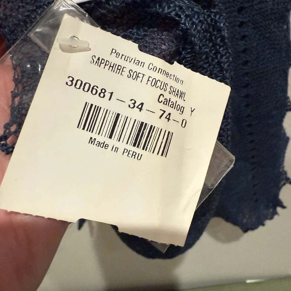 NUEVO CON ETIQUETAS Mantón Conexión Peruana 21” x 68” Delicado Zafiro Azul Bebé Alpaca Foto 4 de 4