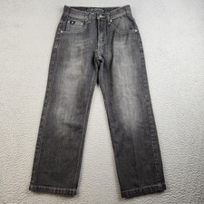 Southpole Jeans Boys Size 8 Black Straight Leg Denim Graphic Back Pocket Youth