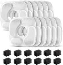 24 Pcs Cat Water Fountain Filter,12 Pack Filters  12 Pack Pre-Filter Sponges, C