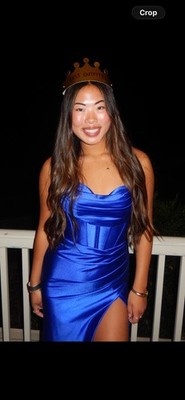 Nox Anabel Royal Blue Corset Prom Dress Slit Gown Sz 6 Sweetheart E1042 Formal
