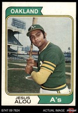 1974 Topps #654 Jesus Alou  No Position Athletics ERROR RARE VARIATION 6 - EX/MT