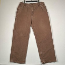 Carhartt Brown Canvas Work Pants Men s 38x32 Utility Carpenter Relaxed Fit