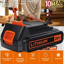 1.5Ah 20V Lithium-Ion Battery /Charger for Black and Decker 20 Volt LBX20 LBXR20