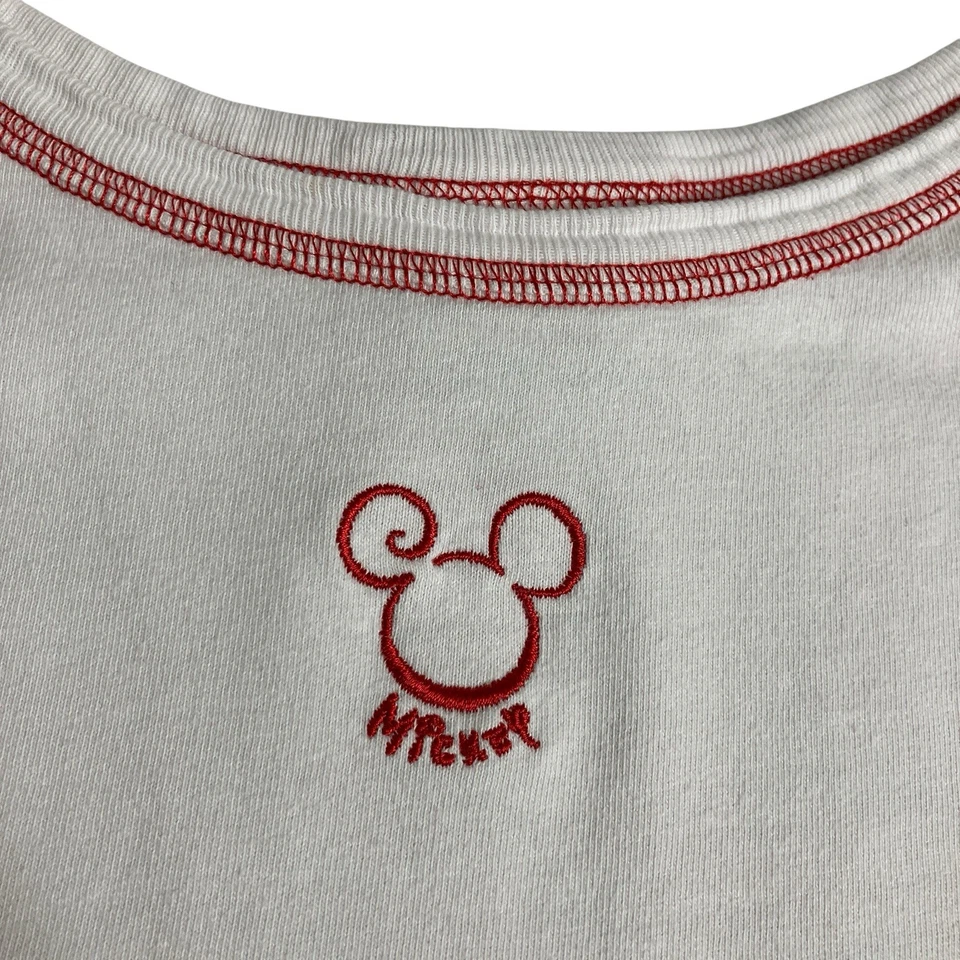Camiseta sin mangas Y2K Walt Disney World para mujer L blanca Mickey Mouse ropa de dormir bordada Foto 2 de 4