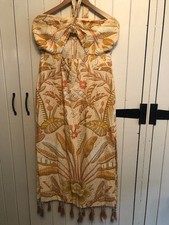 Farm Rio Jungle Cut Out Printed Linen Blend Halterneck Maxi Dress - Size 16/18