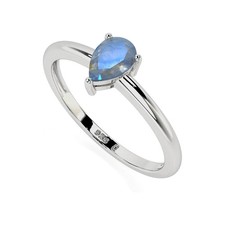 925 Sterling Silver Pear 1 Ctw Labradorite Solitaire Women Wedding Ring