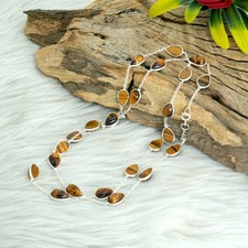 Green Onyx Swarovski Long Necklace - 925 Sterling Silver Jewelry Dainty Necklace