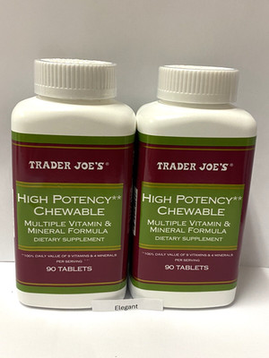 Trader Joe's High Potency Chewable 90 Tablets Vitamin Mineral Formula x2 Bottles
