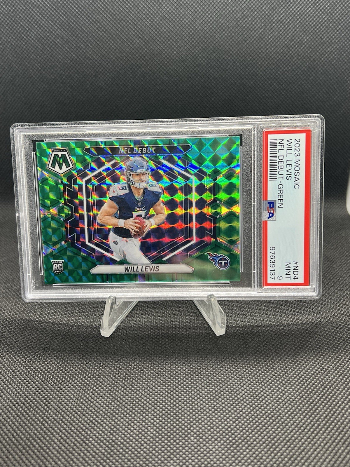 2023 PANINI MOSAIC NFL DEBUT GREEN #ND4 WILL LEVIS ROOKIE RC PSA 9