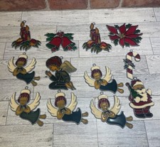 Vintage Lot of 12 Sun Catchers Stained Glass Lead Metal Hanging Ornaments