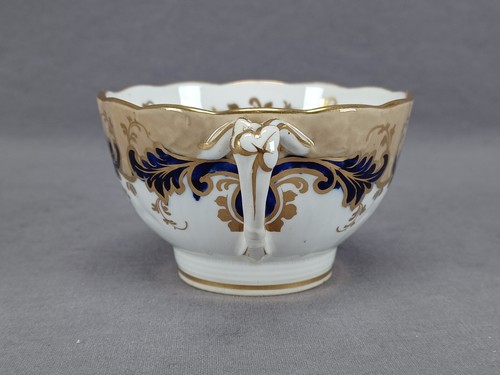 John Ridgway 5/2304 Tan Cobalt & Gold Leaf Scrollwork Foliage Shape Tea Cup - Picture 5 of 8