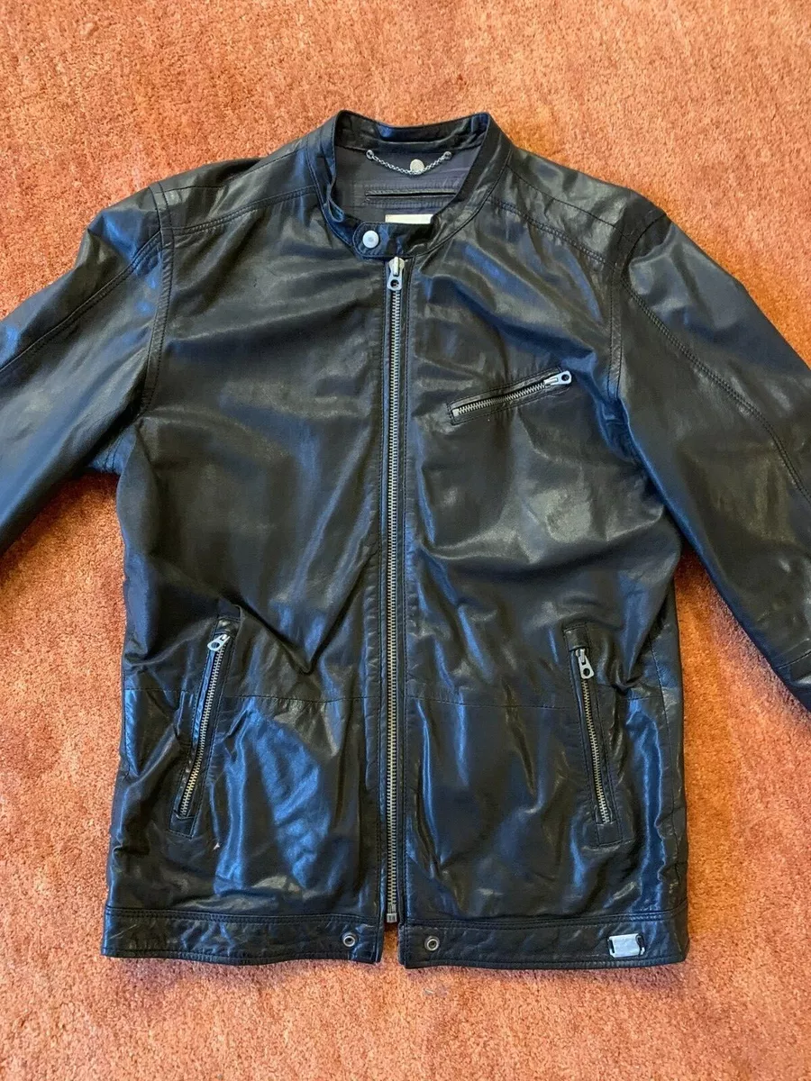 Diesel L Marton Black Leather Motorcycle Jacket Size L eBay