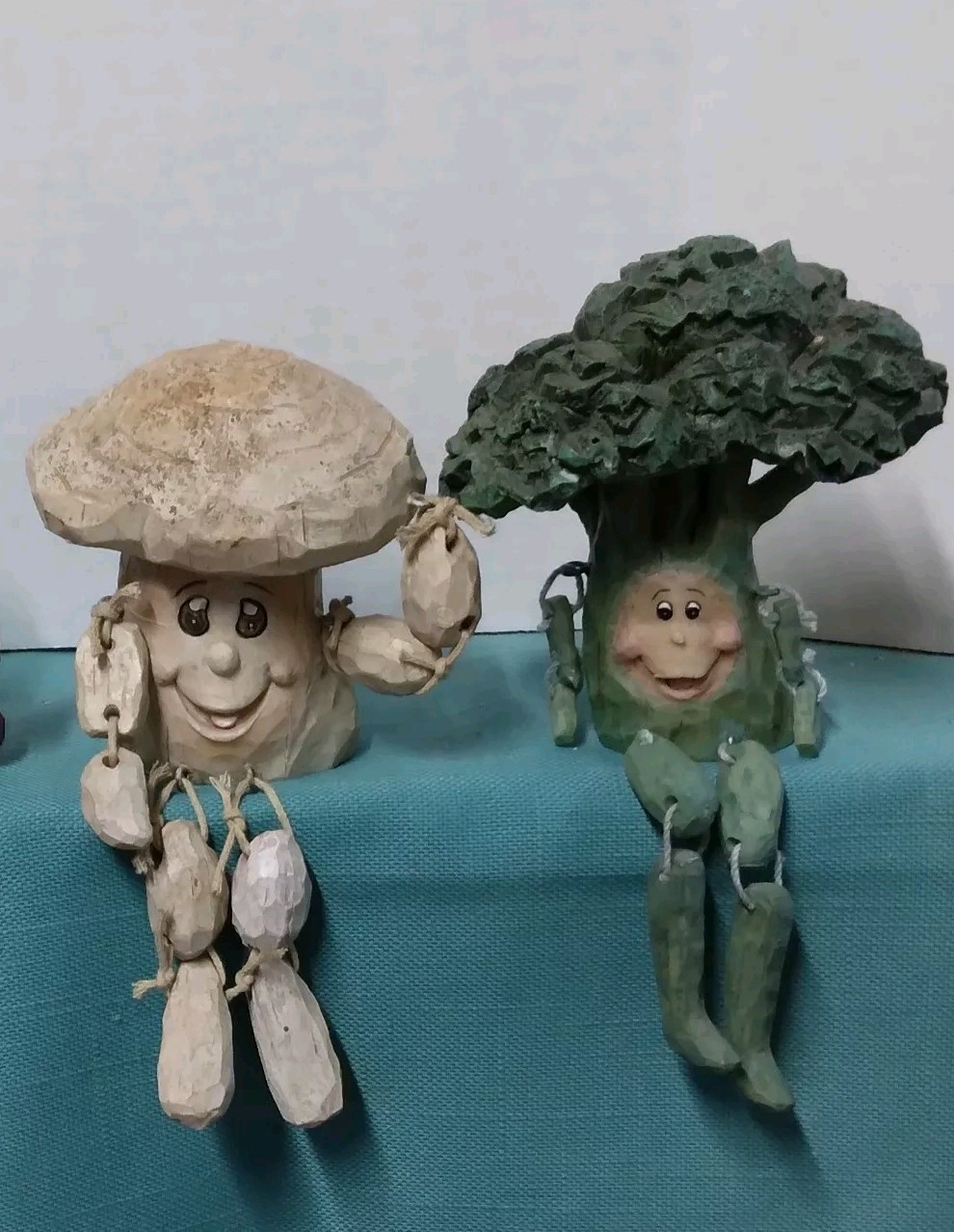 VINTAGE LOT OF (2) ANTHROPOMORPHIC VEGETABLE/FRUIT SHELF SITTERS RESIN