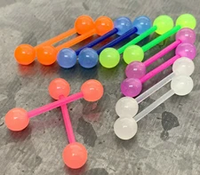 6 PAIR Value Pack Glow in the Dark Balls Nipple Barbell Ring Shield 14g No Metal