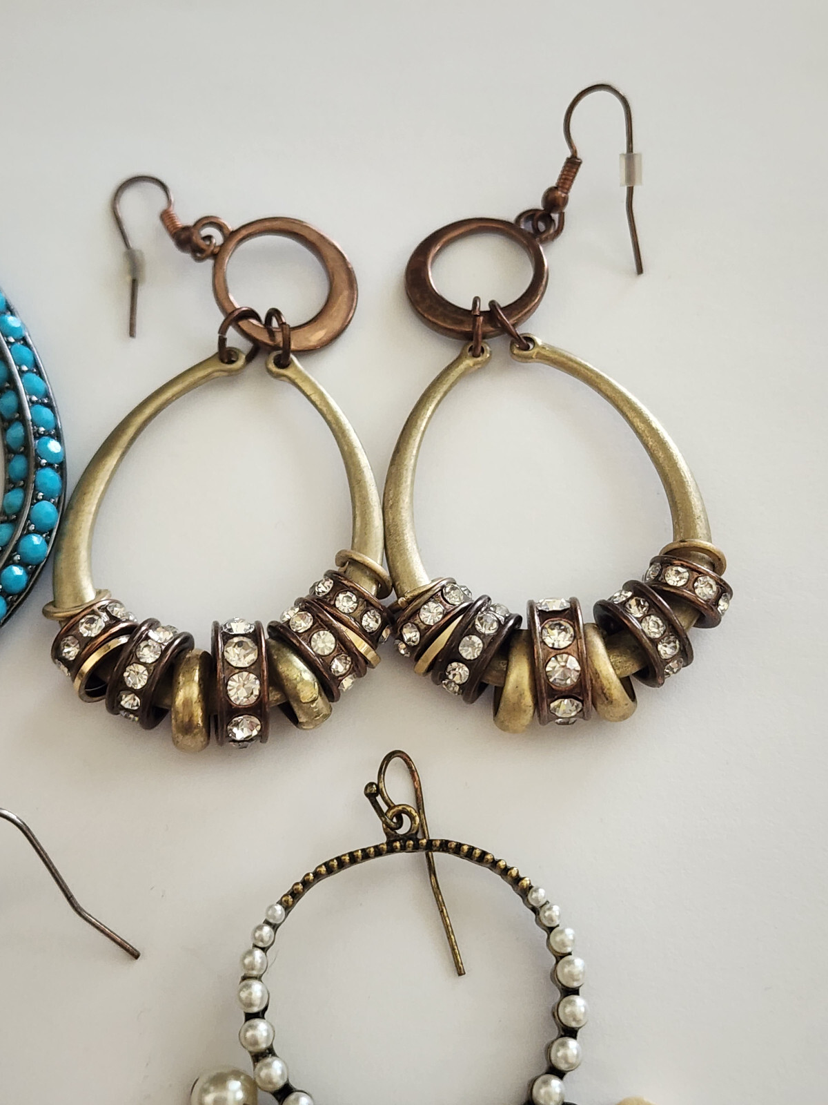 Statement Earrings Peacock Feather Dangle Drop Pe… - image 4