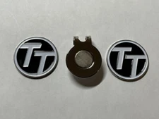 (2) Rare Fine Quality 1" Flat Coin Style Golf Markers With Bonus Hat Clip 