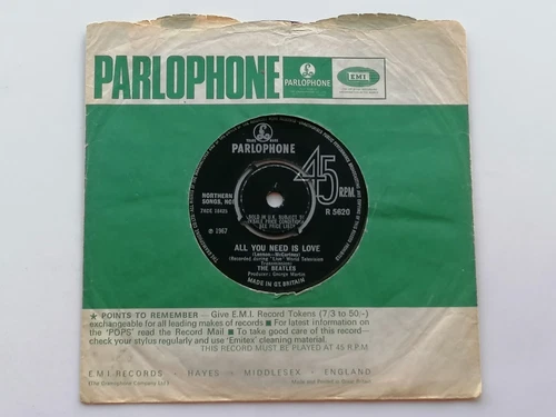 THE BEATLES   ORIG 1967 UK 45   ALL YOU NEED IS LOVE    EX
