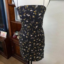 Urban Outfitters Black Floral Denim Mini Dress