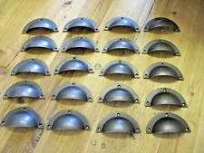 20 CUP PULLS 3 3/4" WIDE DRAWER CABINET BIN HANDLES ANTIQUE STYLE IRON DRESSER