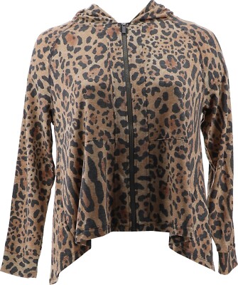 DG2 Diane Gilman Downtime Flutter-Back Hoodie Cheetah 2X NEW (677)