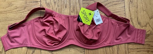 38H. - WACOAL Simone Sport Underwire Bra, Garnet Rose, New - Picture 3 of 6