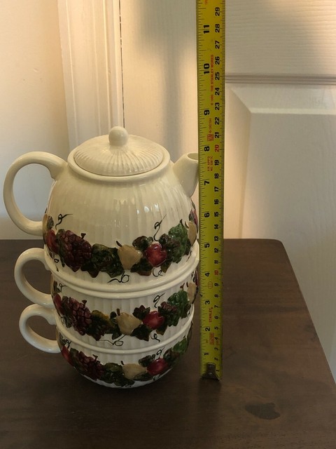JC Penny Home Collection Stacking Teapot & 2 cups | eBay