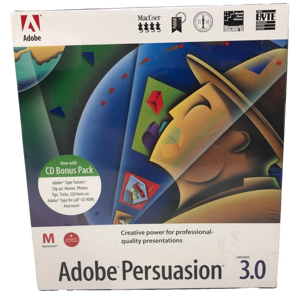 SEALED Adobe Persuasion 3.0 Macintosh 3D Charting Presentation Big Box Software - Image 2 of 4