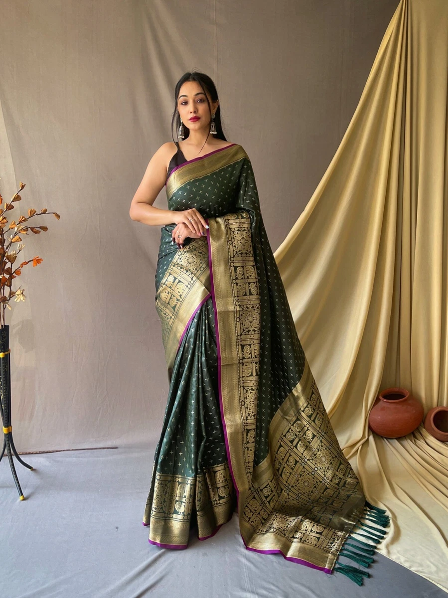 Party Heavy Saree Sari New Indian Designer Silk Wedding Work