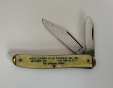 WEST FARMS Cold Storage - Vintage Advertising Folding Knife - Devoe Ave., NY