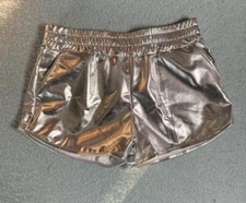 Pumpkino Silver Tight Metallic Shorts Shiny Hot Pants Elastic Size Large