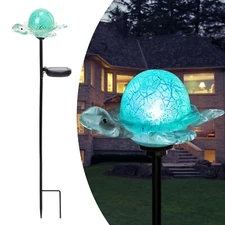 Afirst Decorative Solar Lights Outdoor Solar Turtle Stake Lights Hand Blown G...