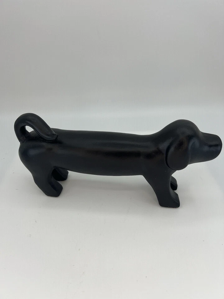 Estatua de perro Dachshund de cerámica negra, amante de los perros estante cuidador estilo moderno Foto 4 de 4