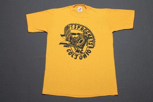 S * vtg 80s SPROCKETS Motorcycle Club columbus ohio t shirt * biker MC * 56.114 - Picture 2 of 3