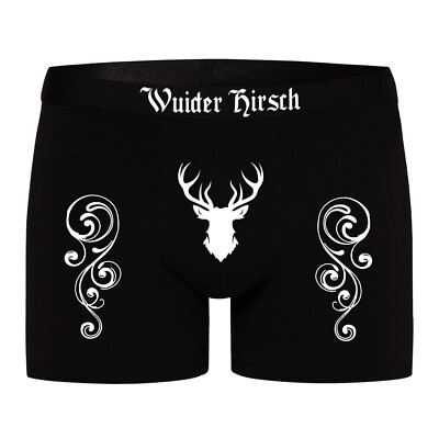 Männer fun Boxershort mit Spruch Lustig Wuider Hirsch Herren Unterhose mit Motiv