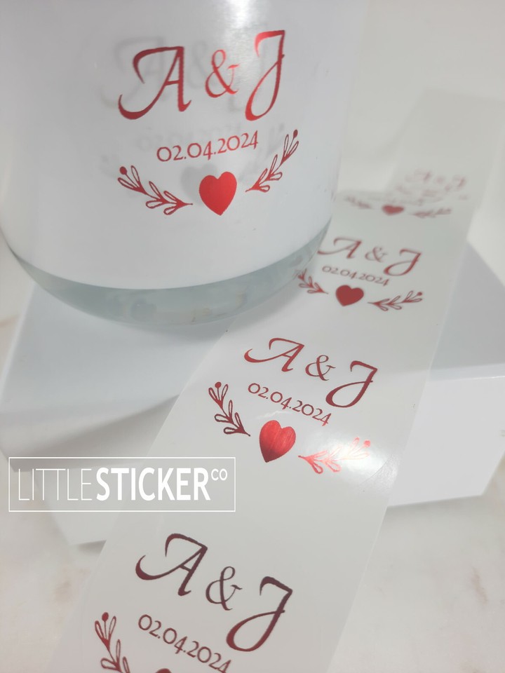 Clear Round Stickers RED FOIL print Print your own design or text X