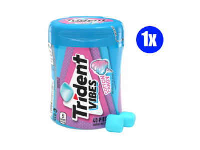 1x Trident Vibes Cotton Candy Sugar Free Chewing Gum, 40 Piece Bottle