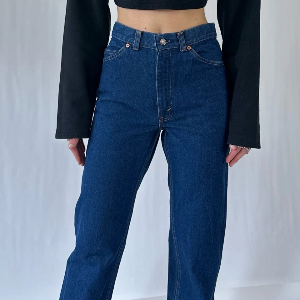 Jeans Levi’s Años 80 Naranja Tab Cintura Alta Raro Big E Misses Etiqueta 27x32 Foto 2 de 4