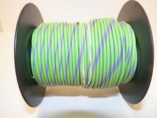 100 FOOT SPOOL 18 GAUGE GXL HI TEMP WIRE LT GREEN/VIOLET STRIPE AUTOMOTIVE  FT