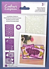 Crafters Companion Dahlia Delight Layering Stencils New 3pc Set Free Ship HTF