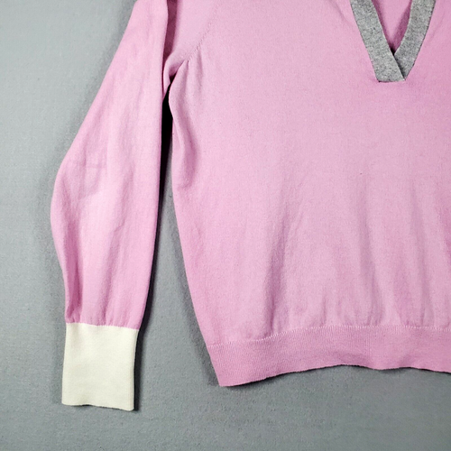 Boden Collar Sweater Wool Blend US Sz 20/22 Pink/Navy V Neck Collar Long Sleeve - Picture 4 of 9
